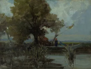 Kosaty strom pri jazere Oil painting by Ludovit Cordak