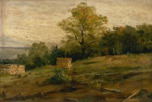 Landscape with Cords of Wood by Ludovit Cordak Oil Painting
