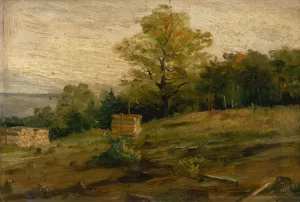 Landscape with Cords of Wood by Ludovit Cordak Oil Painting