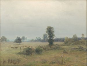 Landscape with grazing cows by Ludovit Cordak Oil Painting