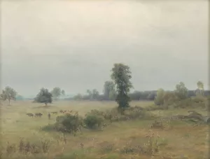 Landscape with grazing cows Oil painting by Ludovit Cordak