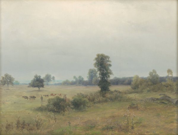 Landscape with grazing cows  by Ludovit Cordak - Hand-Painted Oil Painting Reproduction