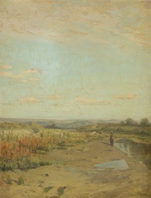 Little shepherdess by Ludovit Cordak Oil Painting