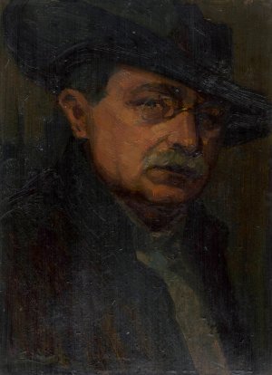 Man with glasses by Ludovit Cordak Oil Painting