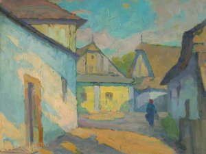 Motif from an East Slovak village by Ludovit Cordak Oil Painting