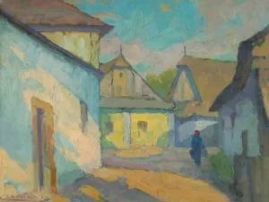 Motif from an East Slovak village by Ludovit Cordak Oil Painting