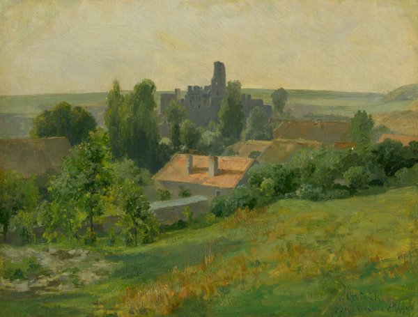 Okor Castle  by Ludovit Cordak - Hand-Painted Oil Painting Reproduction