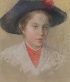 Portrait of Artist's Daughter Palma by Ludovit Cordak Oil Painting