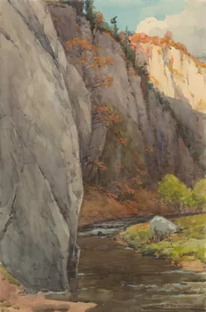 Rocks above the Brook by Ludovit Cordak Oil Painting