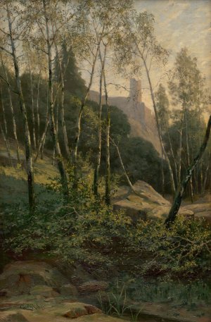Slanec Castle by Ludovit Cordak Oil Painting