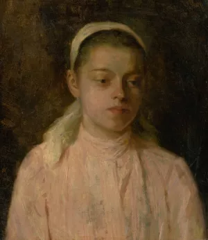 Study of a Head of Peasant Girl by Ludovit Cordak Oil Painting