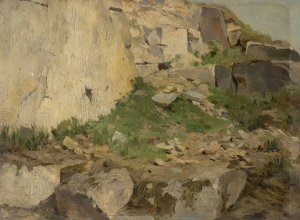 Study of Rocks by Ludovit Cordak Oil Painting