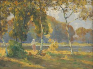 Summer landscape with birches by Ludovit Cordak Oil Painting