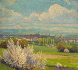 View of Kosice by Ludovit Cordak Oil Painting