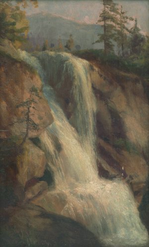 Waterfall by Ludovit Cordak Oil Painting