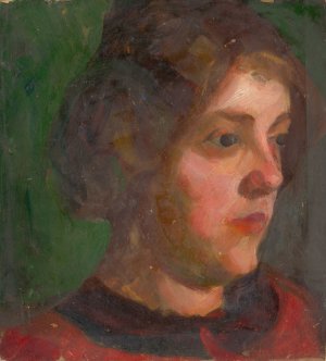 A study of a girl's head by Ludovit Pitthordt Oil Painting