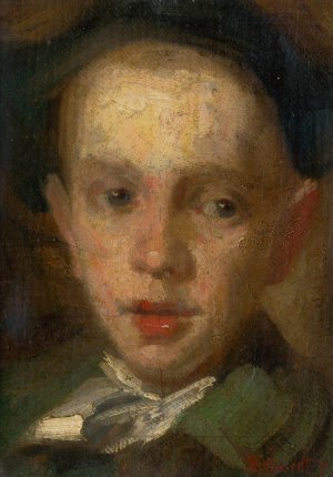Head of a Boy by Ludovit Pitthordt Oil Painting