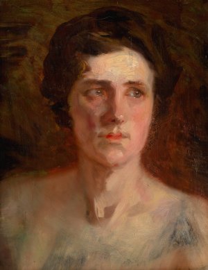 Head Study of a Woman by Ludovit Pitthordt Oil Painting