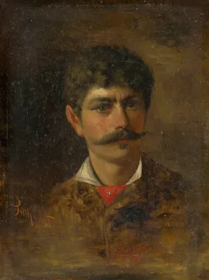 Man with Moustache by Ludovit Pitthordt Oil Painting