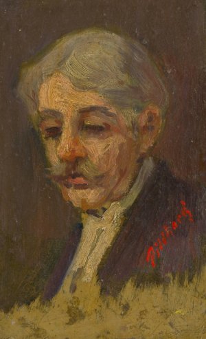 Portrait of an Old Man with Half-Closed Eyes by Ludovit Pitthordt Oil Painting