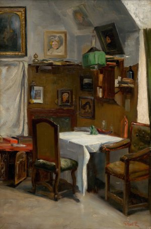 Study of a Munich Atelier by Ludovit Pitthordt Oil Painting