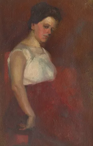 Study of a Seated Woman by Ludovit Pitthordt Oil Painting