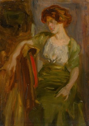 Study of a Seated Woman by Ludovit Pitthordt Oil Painting