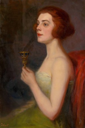 Woman with a Goblet by Ludovit Pitthordt Oil Painting
