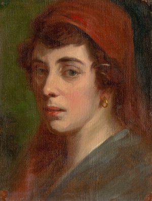 Woman's Head by Ludovit Pitthordt Oil Painting