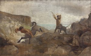 Centaurs Hunting Boars by Ludvig Abelin Schou Oil Painting