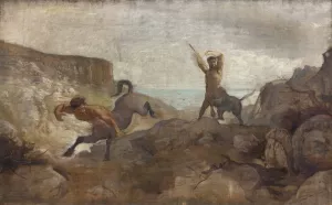 Centaurs Hunting Boars Oil painting by Ludvig Abelin Schou