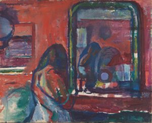 At the Mirror by Ludvig Karsten Oil Painting