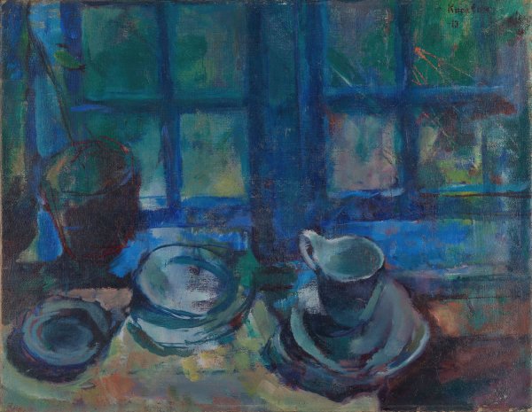 Main Product Photo of The Blue Kitchen  Painting by Ludvig Karsten