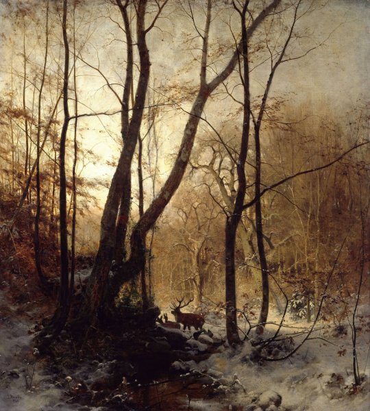 Winter in Germany  by Ludvig Munthe - Hand-Painted Oil Painting Reproduction