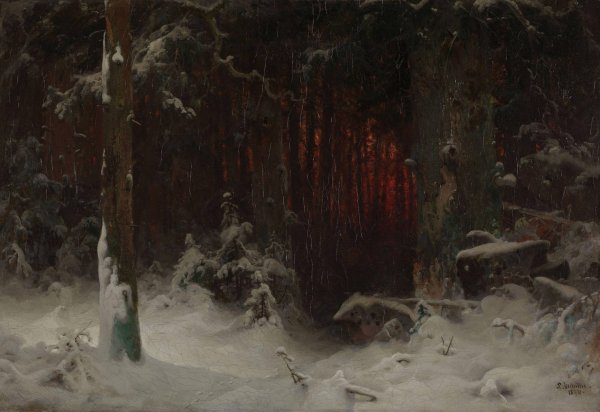 Main Product Photo of Wooded Landscape in Snow  Painting by Ludvig Munthe