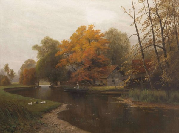 Main Product Photo of Autumn by the Water Painting by Ludvik Bartak
