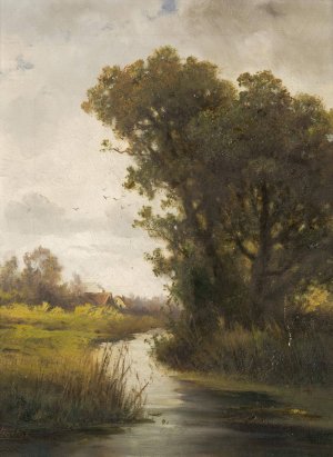 Trees by the Water by Ludvik Bartak Oil Painting
