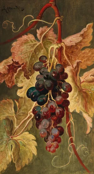 Grapes by Ludwig Adam Kunz Oil Painting