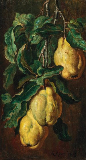 Quinces by Ludwig Adam Kunz Oil Painting