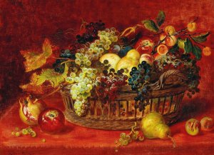 Still Life with Basket of Fruit Oil painting by Ludwig Adam Kunz