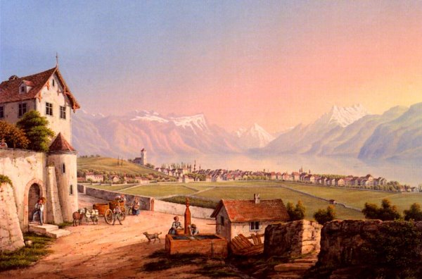 Main Product Photo of Vue De Vevey Et De Ses Environs Painting by Ludwig Bleuler