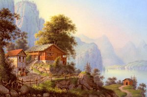Vue Du Grutli Au Lac Des Quatre Cantons by Ludwig Bleuler Oil Painting