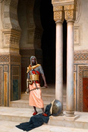 A Nubian Guard by Ludwig Deutsch Oil Painting