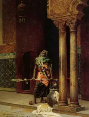 A Nubian Guard by Ludwig Deutsch Oil Painting