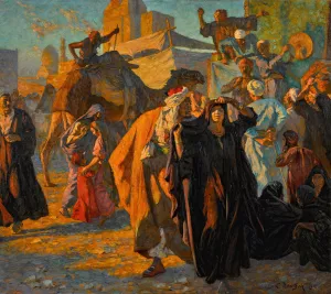 A Street Celebration In Cairo Oil painting by Ludwig Deutsch