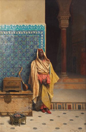 At the Mosque by Ludwig Deutsch Oil Painting