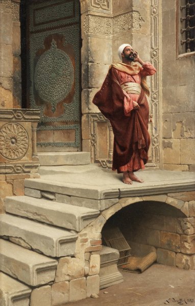 Main Product Photo of Calling the Faithful  Painting by Ludwig Deutsch