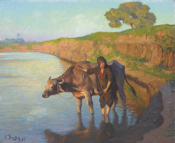 Main Product Photo of La jeune fille avec la buffle  Painting by Ludwig Deutsch