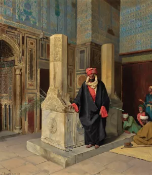 Praying In The Blue Mosque, Cairo Oil painting by Ludwig Deutsch