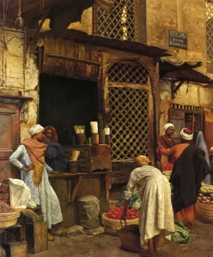 Sharia El-Sanadkyeh by Ludwig Deutsch - Oil Painting Reproduction